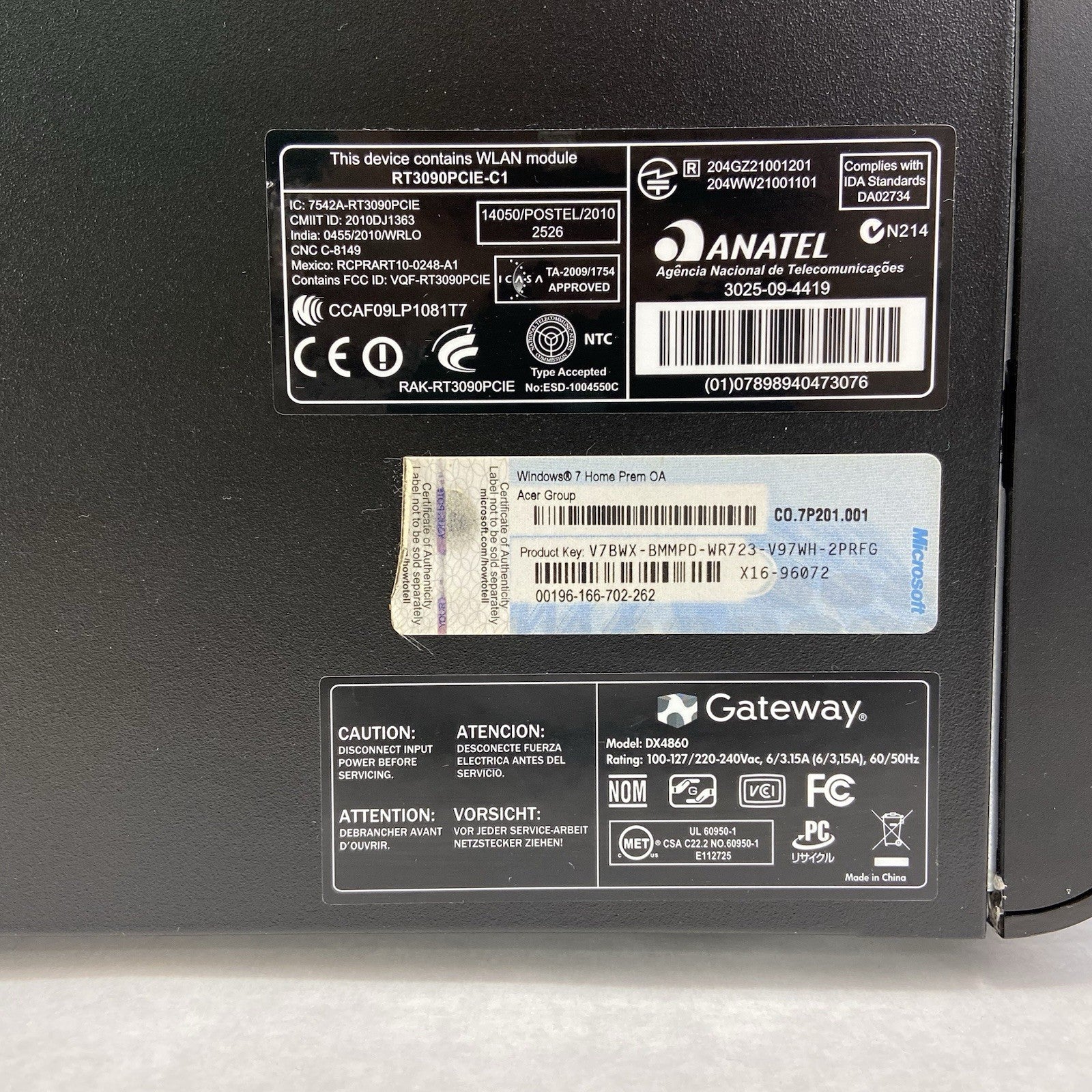 Gateway DX4860 MT Intel Core i3-2100 3.1GHz 6GB RAM No HDD No OS6