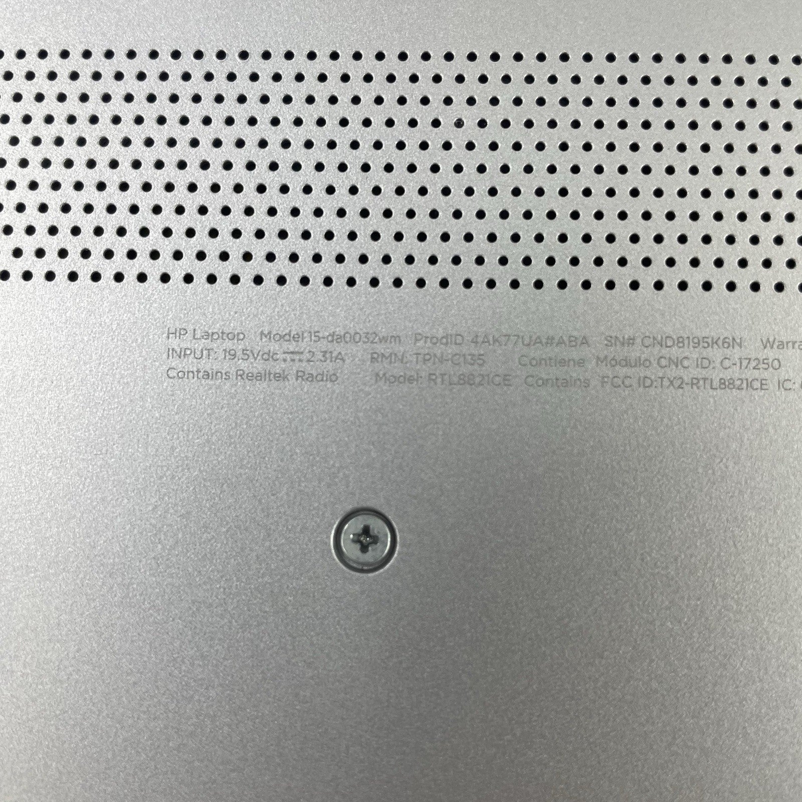 HP 15 da0032wm 15.6" i3-8130U 2.20 GHz 8 GB RAM No SSD/OS/AC12