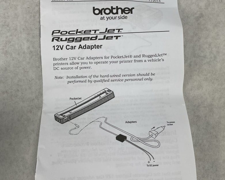 Brother Printer LB3692-003 Car Adapter 14' For Ruggedjet 2 3200 4200