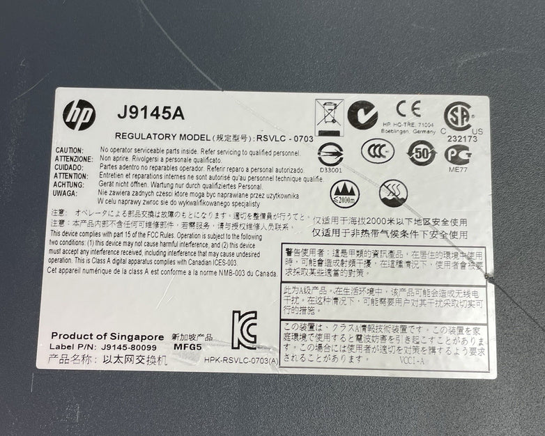 HP ProCurve J9145A 2910AL-24G 24 Port Gigabit Switch Tested & Reset