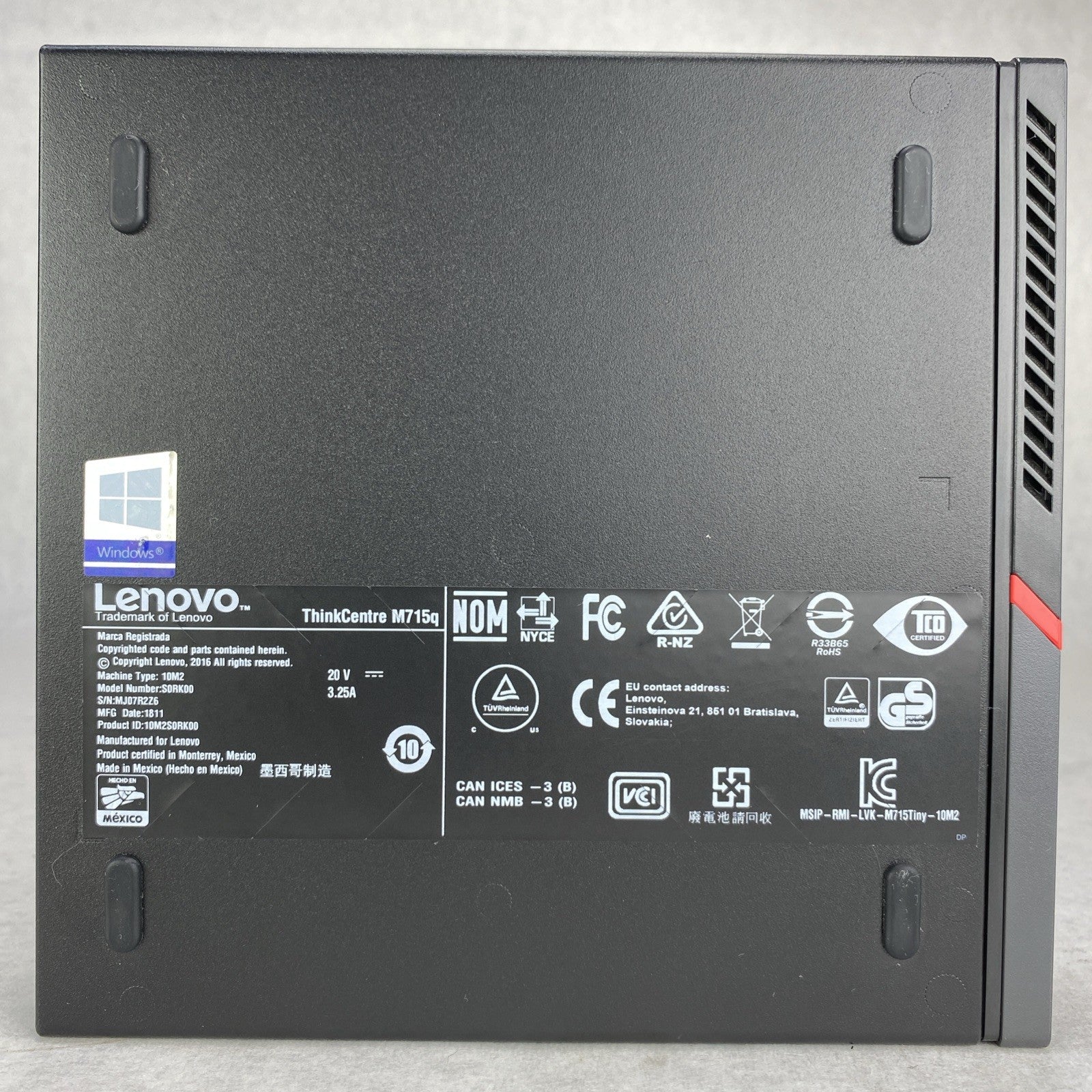 Lenovo ThinkCentre M715q AMD PRO A10-9500E 3.0GHz 8GB RAM No AC HDD OS
