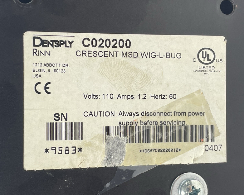Dentsply C020200 Crescent MSD WIG-L-BUG For Parts Not Working