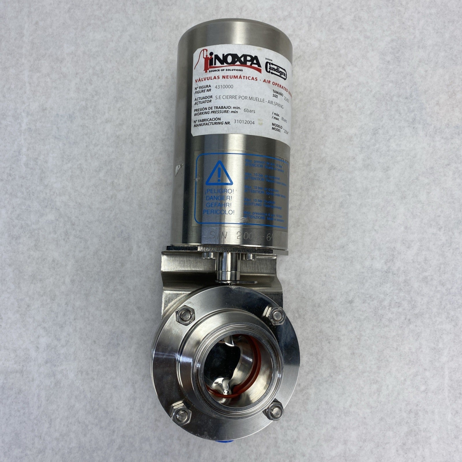 Inoxpa 4310000 Pneumatic Air Operated Valve 316L1