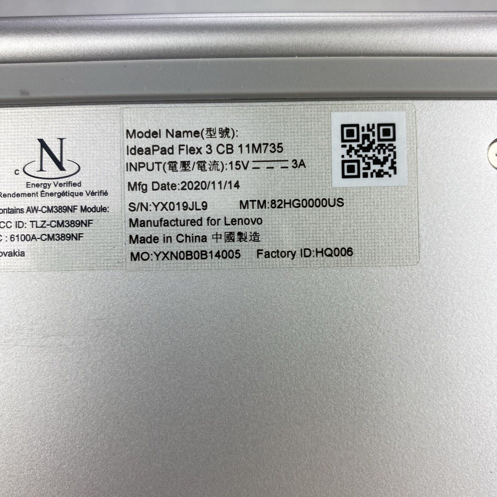 Lenovo IdeaPad 3 CB 11M735 11.6" Touch MT8173C 1.1GHz 4GB RAM No AC Adapter READ