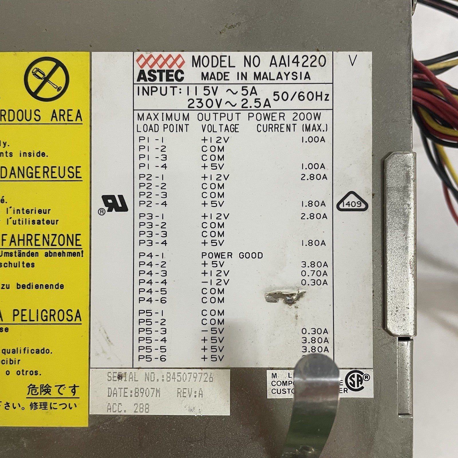 Astec AAI6320 Power Supply
