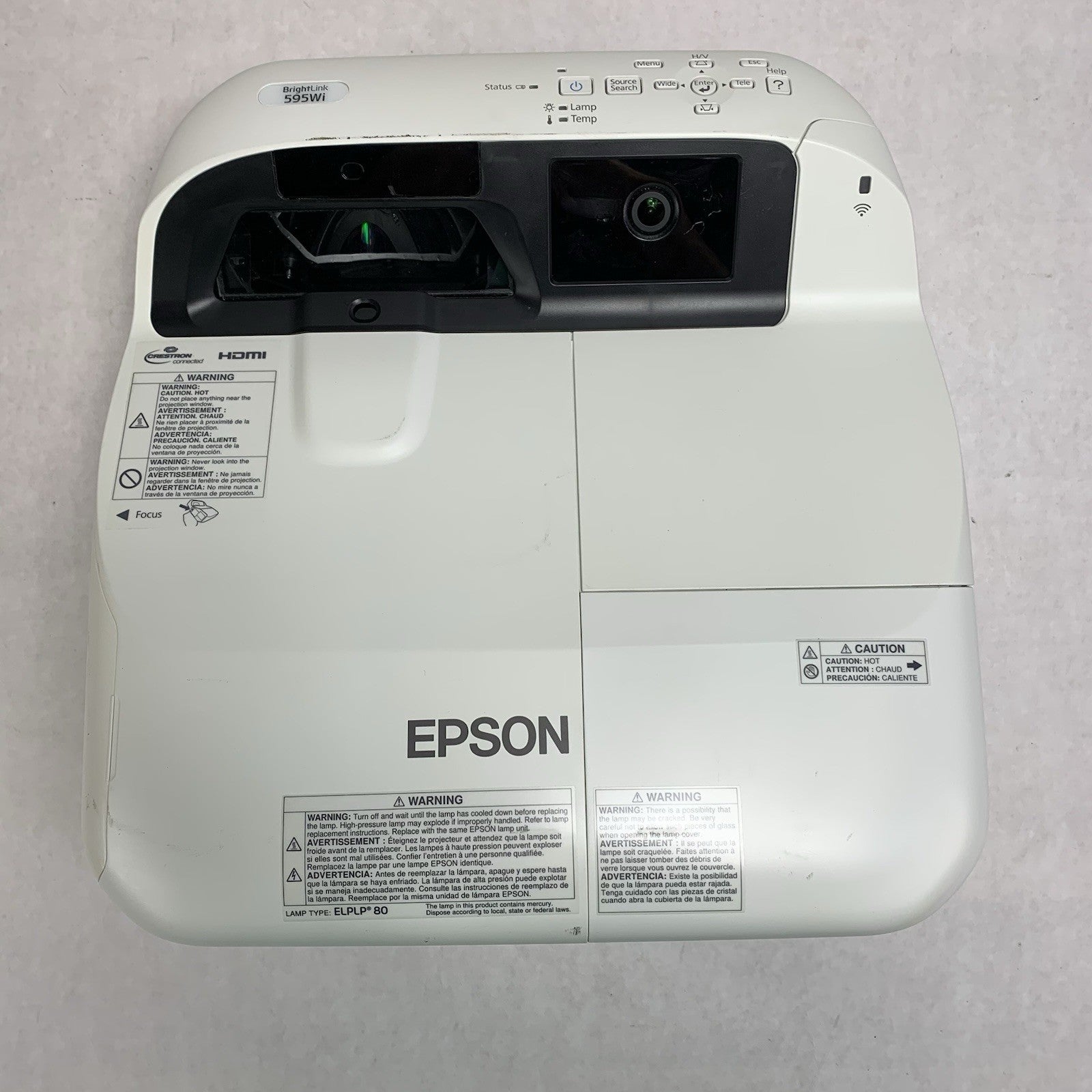 Epson H599A BrightLink 595Wi LCD Lamp Projector 2750 Lamp Hours - No Remote5
