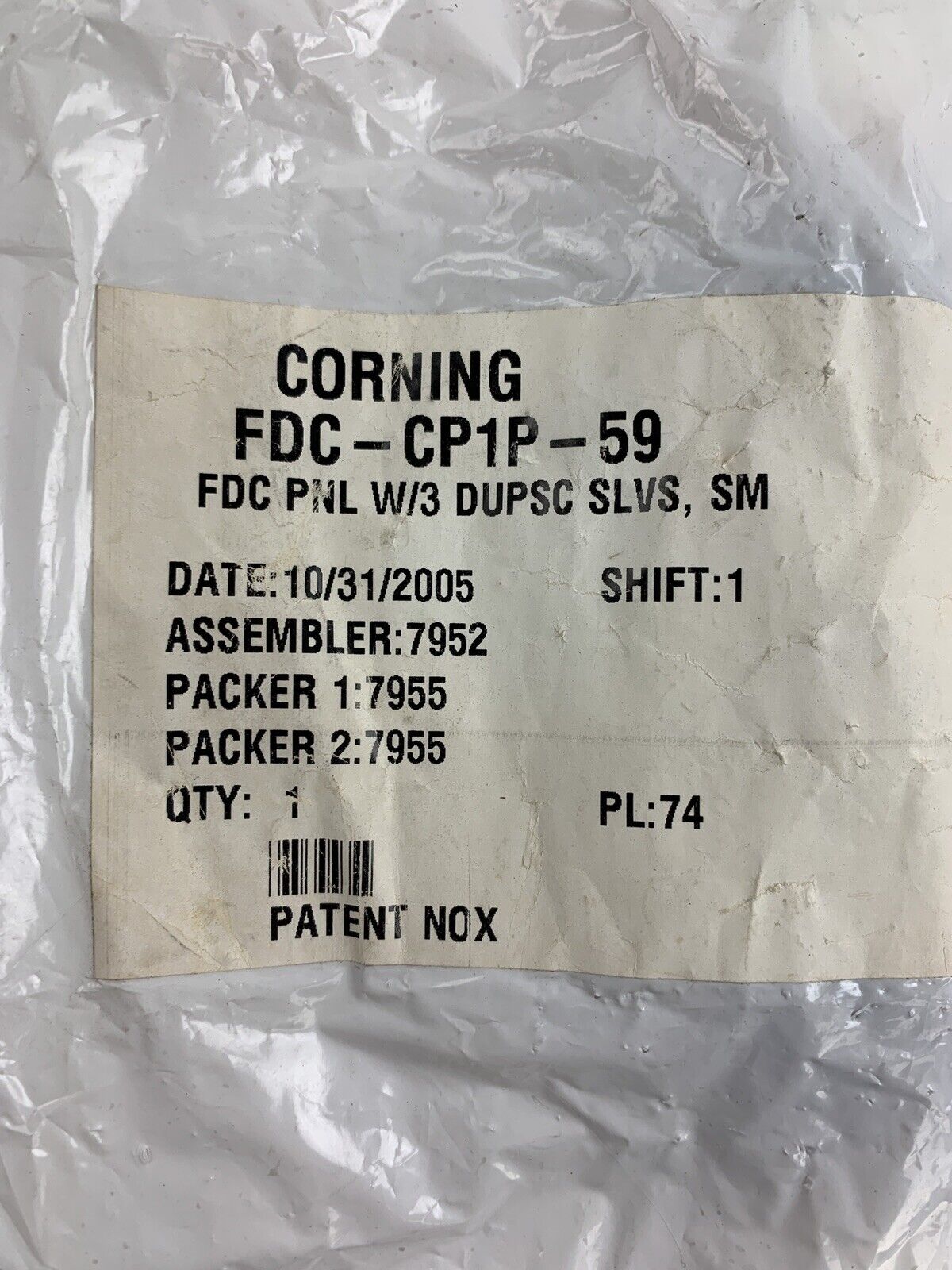 Corning FDC-CP1P-59 FDC PNL W/3 Duplex SC SLVS