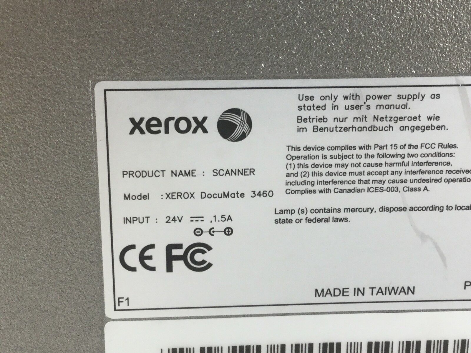 Xerox DocuMate 3460 Parts and Repair