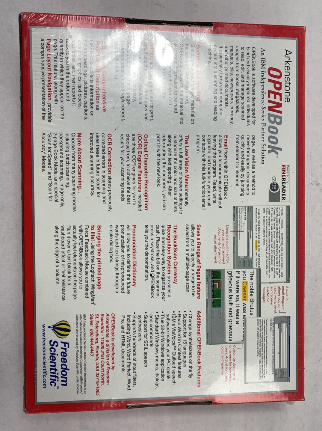 Freedom Scientific Open Book 5.0 PC Blind Scanning and Reading Software Sealed