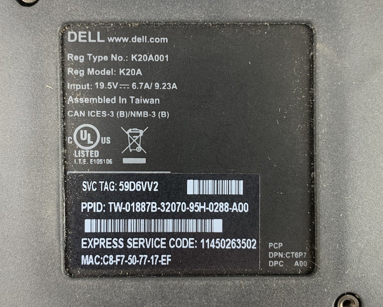 Dell K20A Thunderbolt USB-C Docking Station