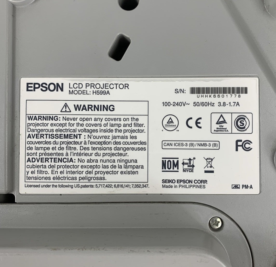 Epson BrightLink 595Wi H599A LCD Lamp Projector 788 Lamp Hours - No Remote7