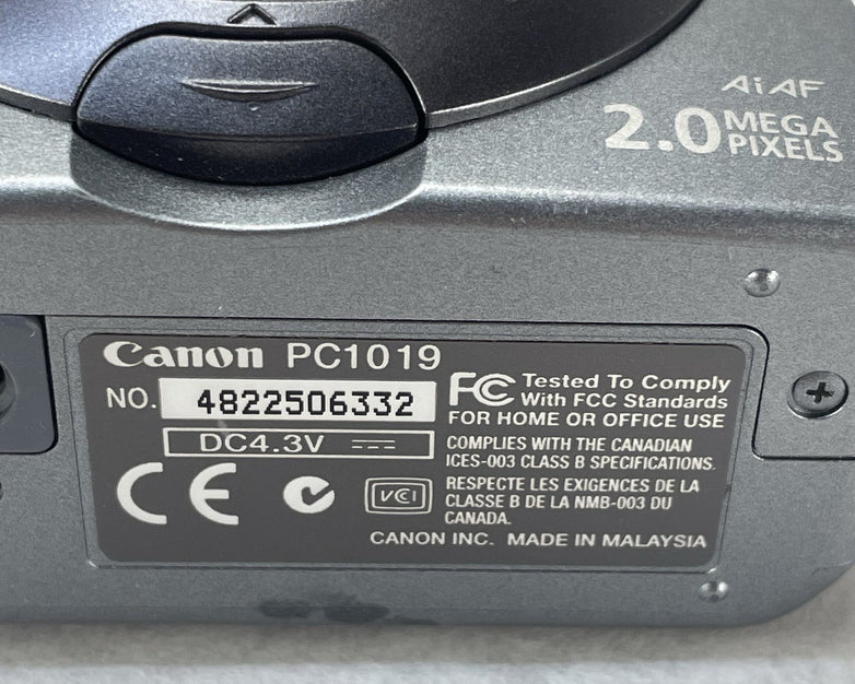 Canon PowerShot PC1019 Digital Cam No Memory Card - Tested