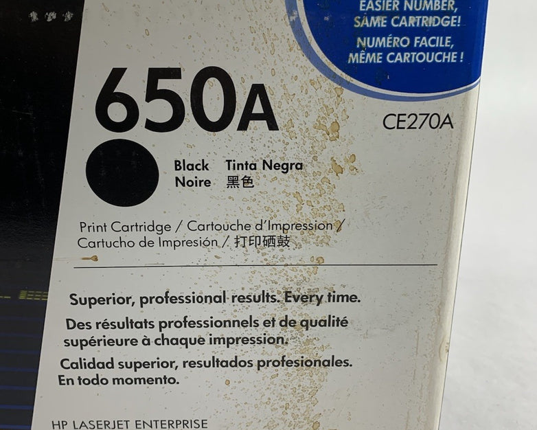 HP LaserJet 650A CE270A Black Toner Cartridge Exp: Feb 2015