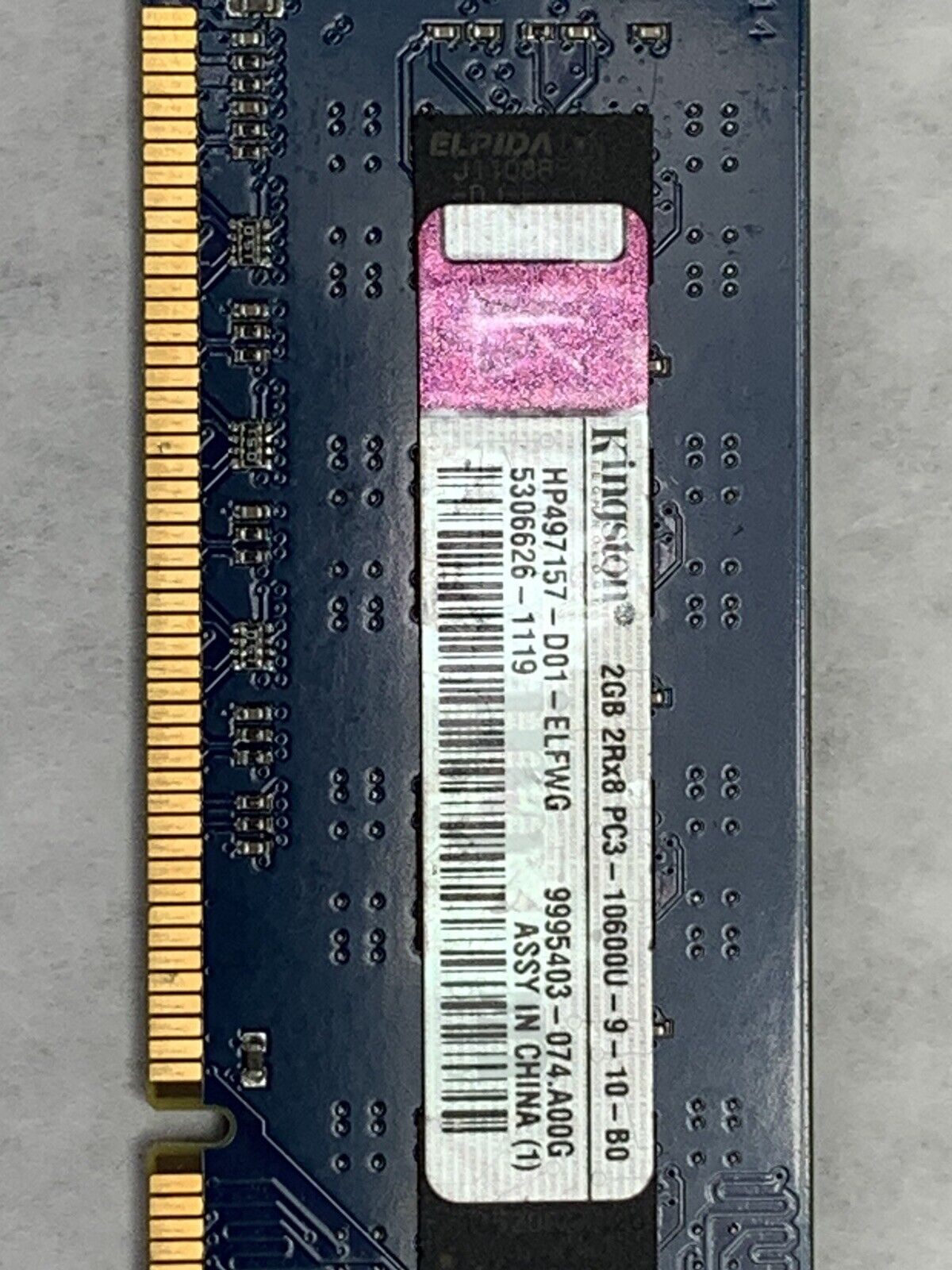 Lot ( 2 ) 2GB Kingston PC3-10600 DDR3-1333MHz non-ECC Unbuffered CL9 240pin DIMM
