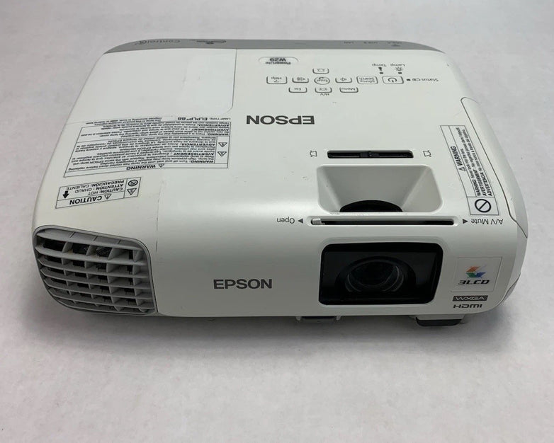 Epson PowerLite W29 H690A LCD Lamp Projector 1075 Hours - No Remote Broken Cover