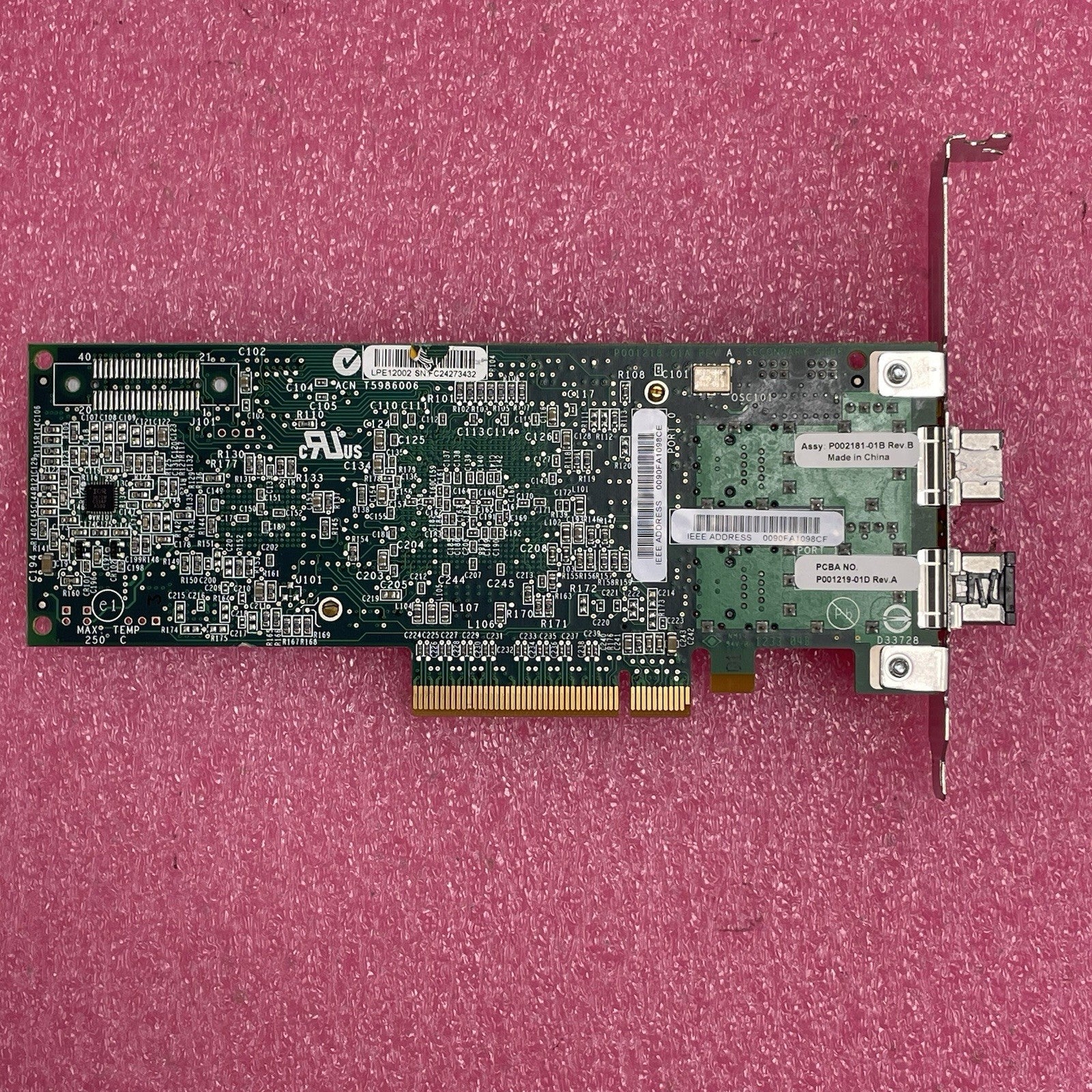 Emulex IBM P002181-01B LightPulse 8GB Dual Port PCI-E Fiber Channel Lot of 6