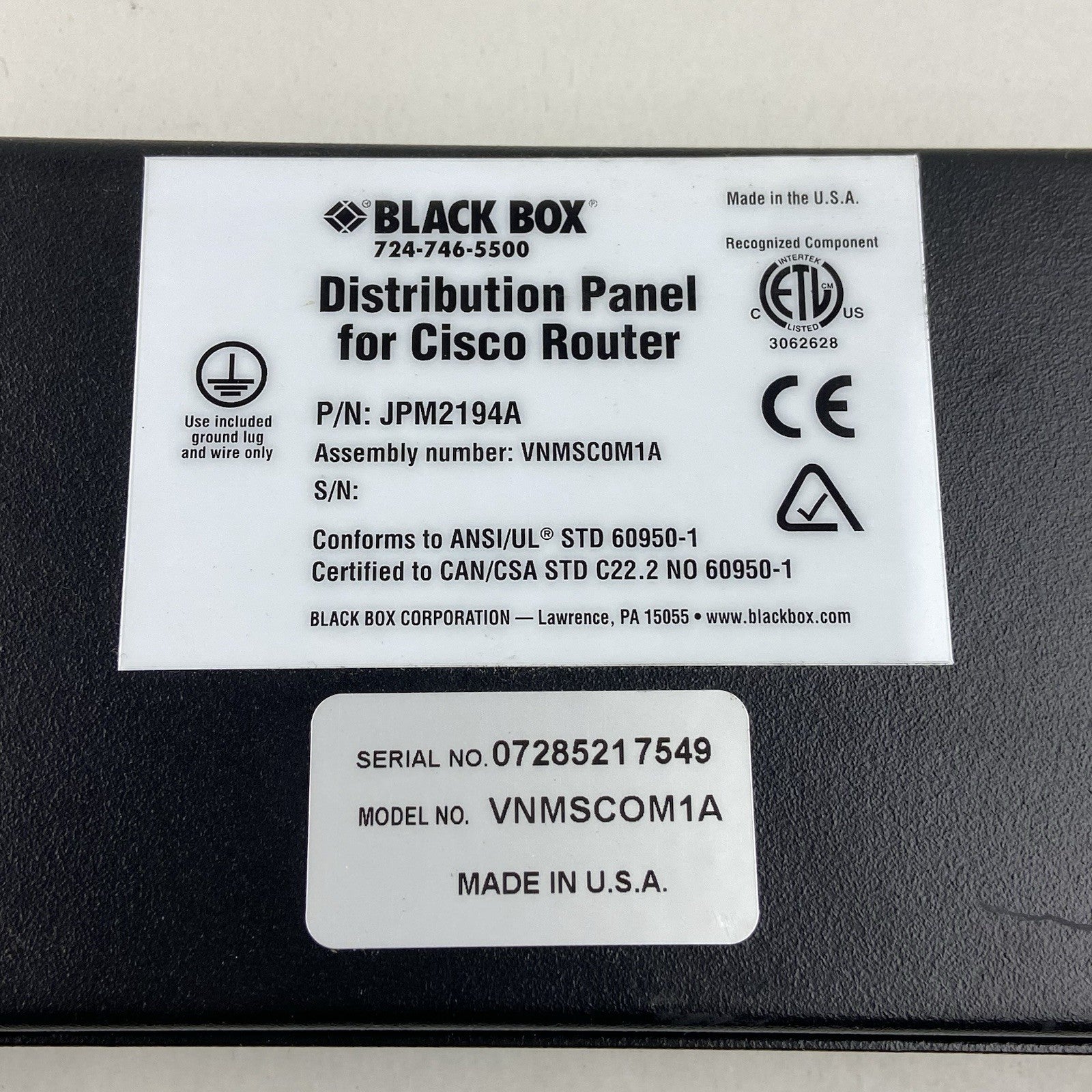 Black Box VNMSCOM1A JPM2194A Distribution Panel for Cisco Router High Density2