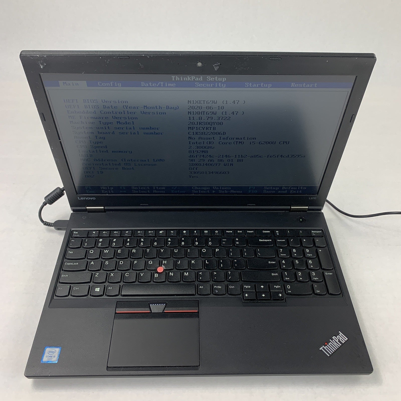 Lenovo ThinkPad L570 Laptop 15.6" i5-6200U 2.3 GHz 8 GB RAM No HDD No OS No AC