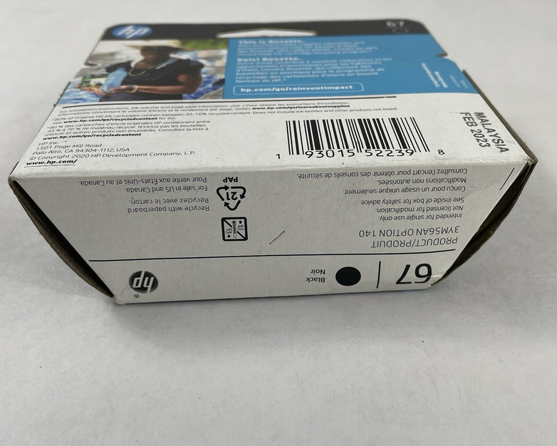 HP 67 Black Original Ink Cartridge 3YM56AN#140 FEB 2023