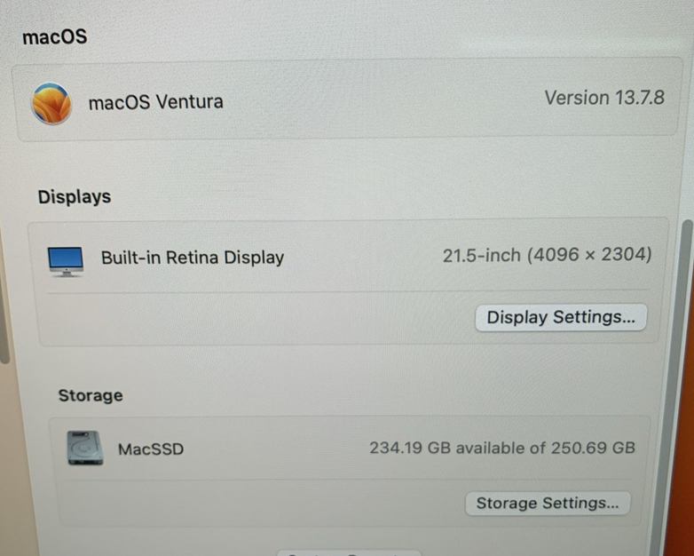 Apple iMac A2116 2019 Retina 4K 21.5" 3GHz i5 8GB RAM 250GB SSD - Screen Crack