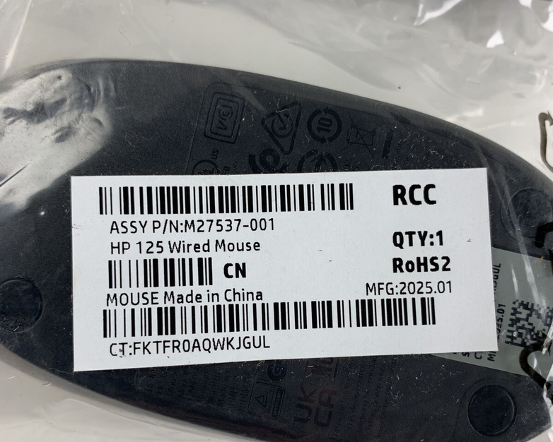 HP M27537-001 125 USB Wired Desktop Mouse New OEM Lot of 5