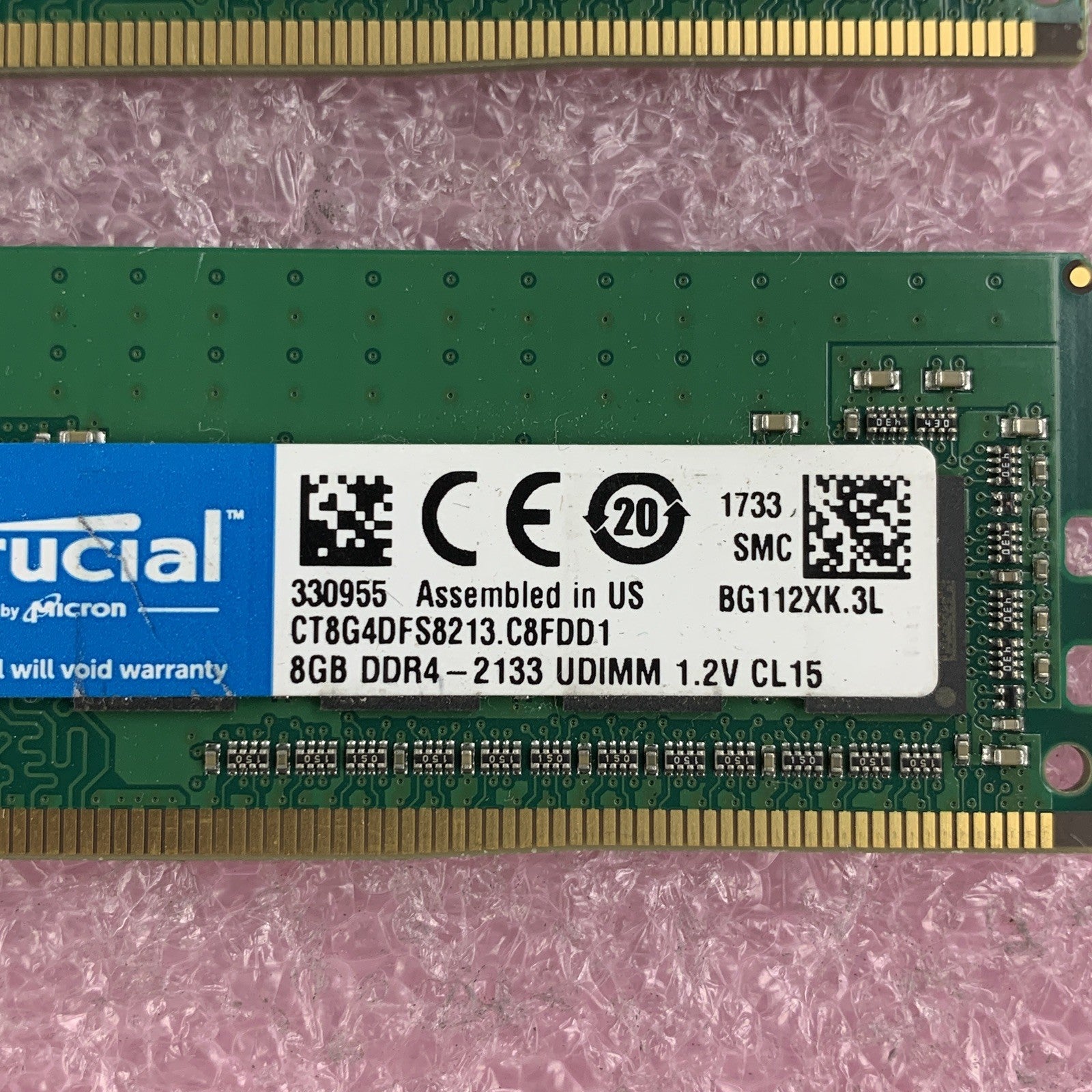 Crucial CT8G4DFS8213.C8FDD1 8 GB DDR4 Ram Memory2133 UDIMM 1.2V Lot of 8
