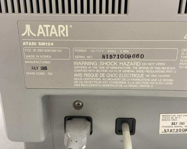 Atari SM124 Monitor July 1985 Power Tested