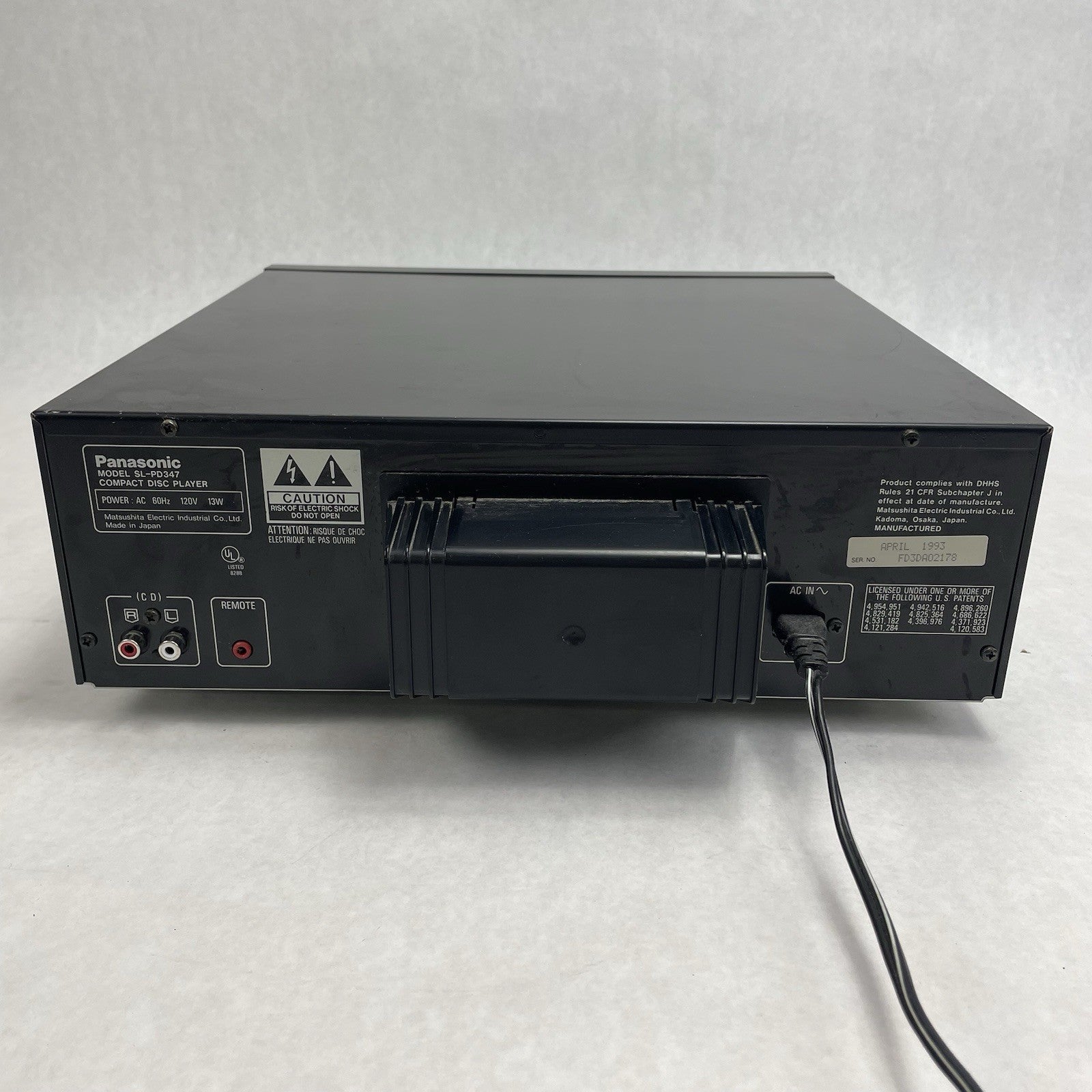 Panasonic SL-PD347 5 Disc CD Changer Player Rotary Carousel Tested No Remote