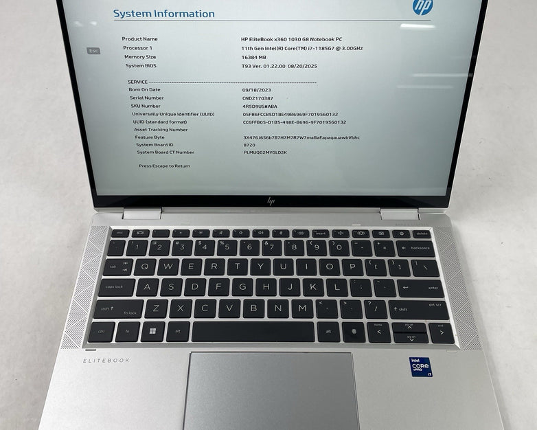 HP EliteBook x360 1030 G8 13.3" i7-1185G7 3.00 GHz 16 GB RAM No SSD/OS/AC
