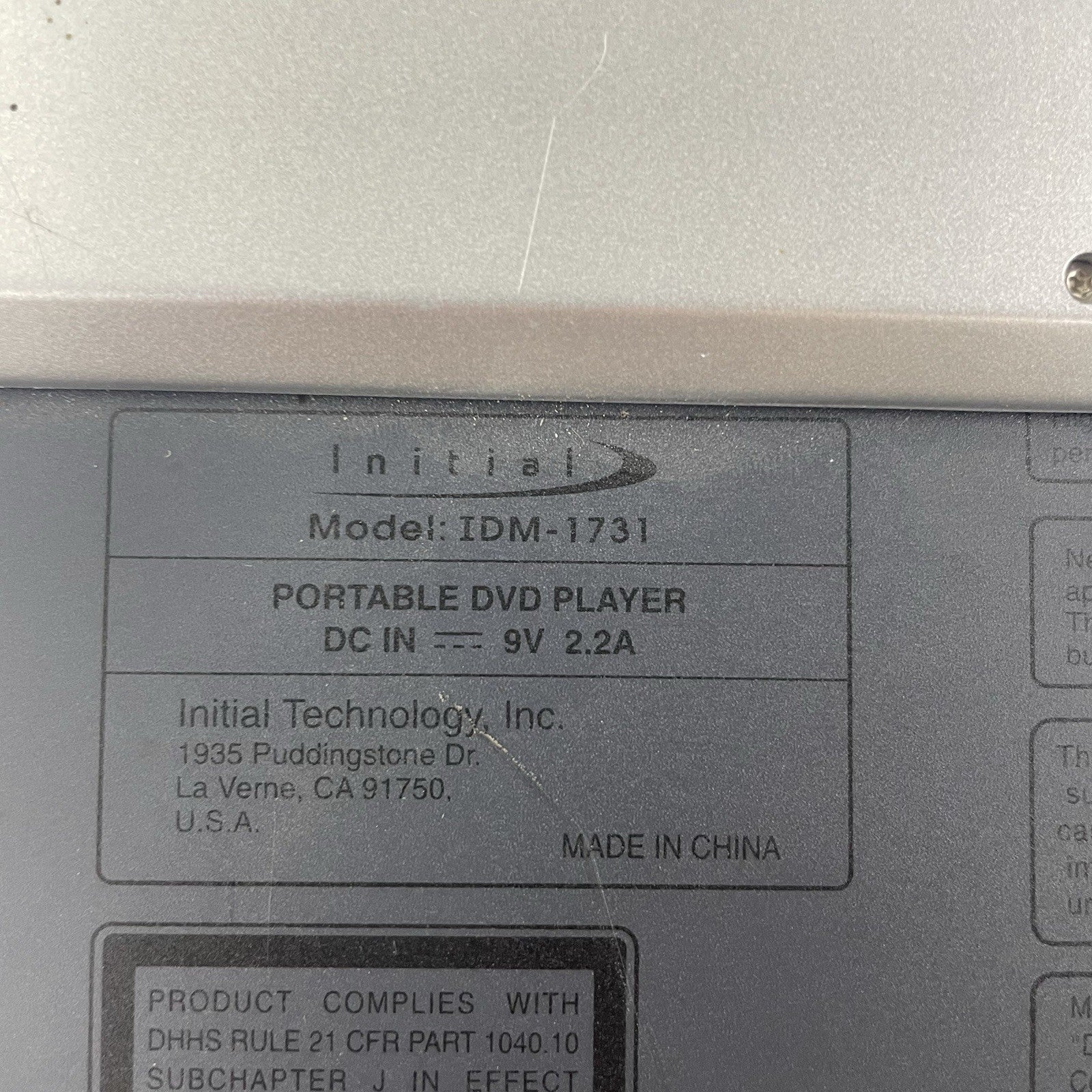 Initial IDM-1731 Portable DVD Player (7") Tested with AC Adapter12