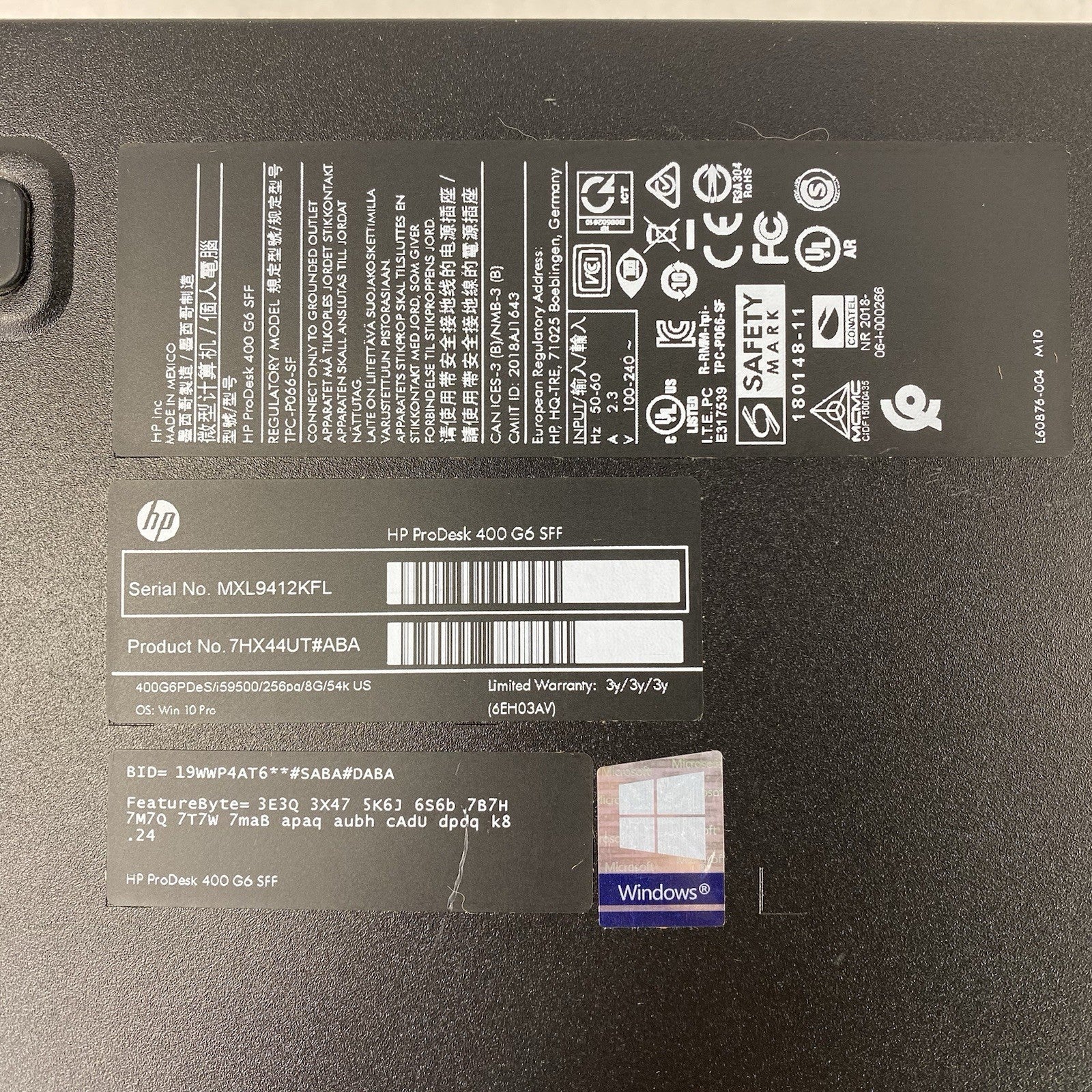 HP ProDesk 400 G6 SFF Intel Core i5-9500 3GHz 8GB RAM No HDD No OS