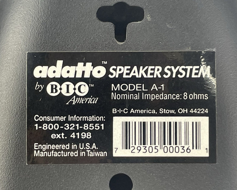 BIC ADATTO A-1, 8 OHM Speaker Pair Tested Broken Plastic on Speaker Input