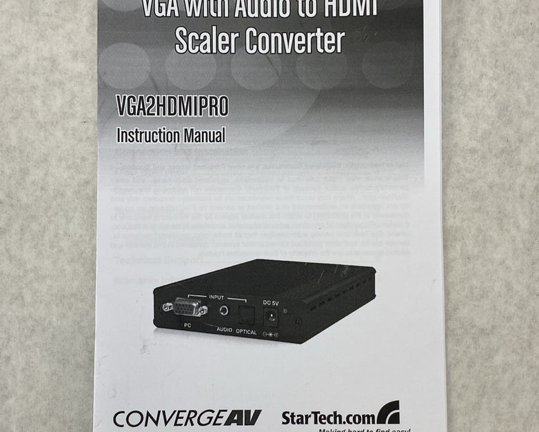 StarTech VGA2HDMIPRO ConvergeAV VGA To HDMI AV Converter/Scaler - With Cables