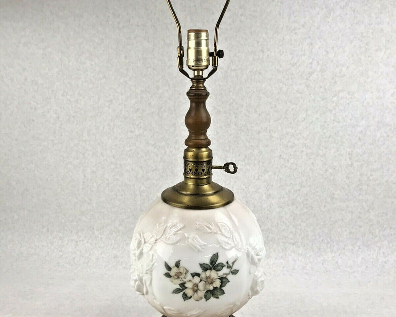 M.C. CO GIM 644 Antique Lamp - White Floral Globe