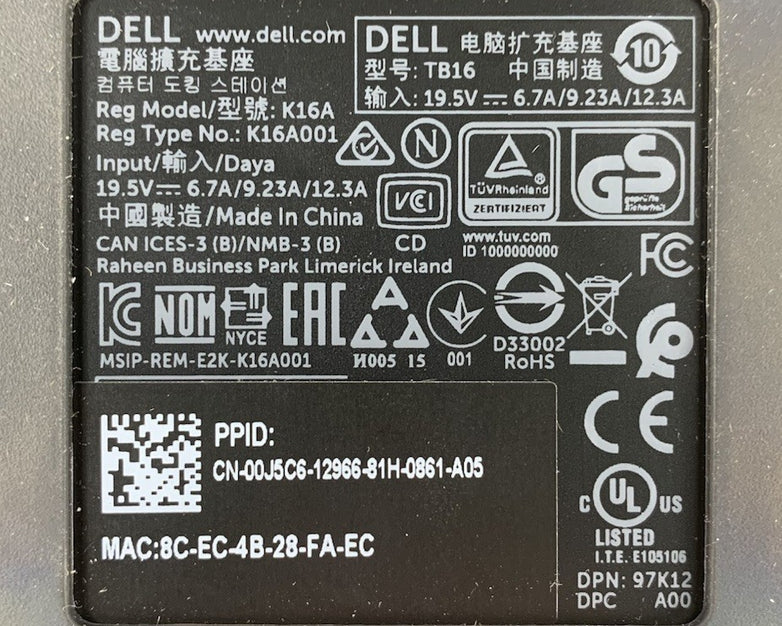 Dell TB16 K16A Thunderbolt Docking Station (Lot of 3)