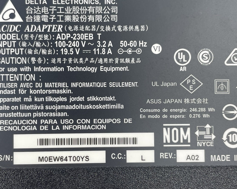 Delta 230W AC Adapter Charger 5.5mm MSI GT72 GT72S GT72VR ADP-230EB T 5.5mm