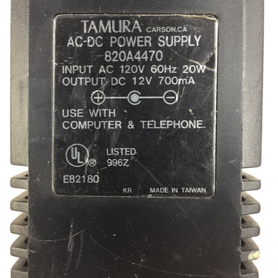 Tamura 820A4470 AC-DC Power Supply IN 120V 60Hz 20W OUT 12V 700mA