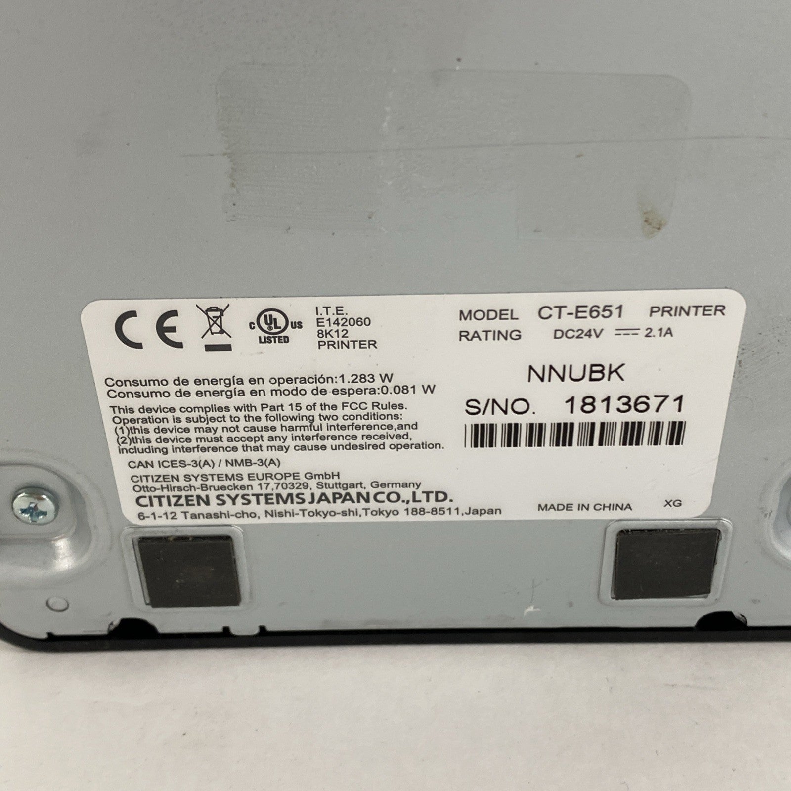 Citizen CT-E651 Thermal Printer Tested No Cords No Page Count6