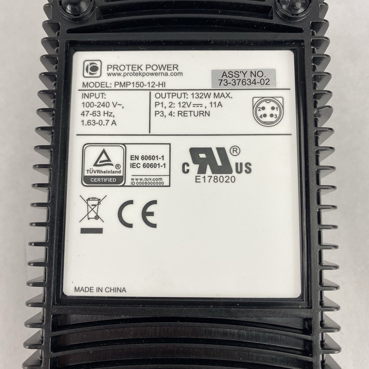 Protek Power PMP150 12 HI Power Supply 12V 11A 4 Pin Plug No Power Cord8