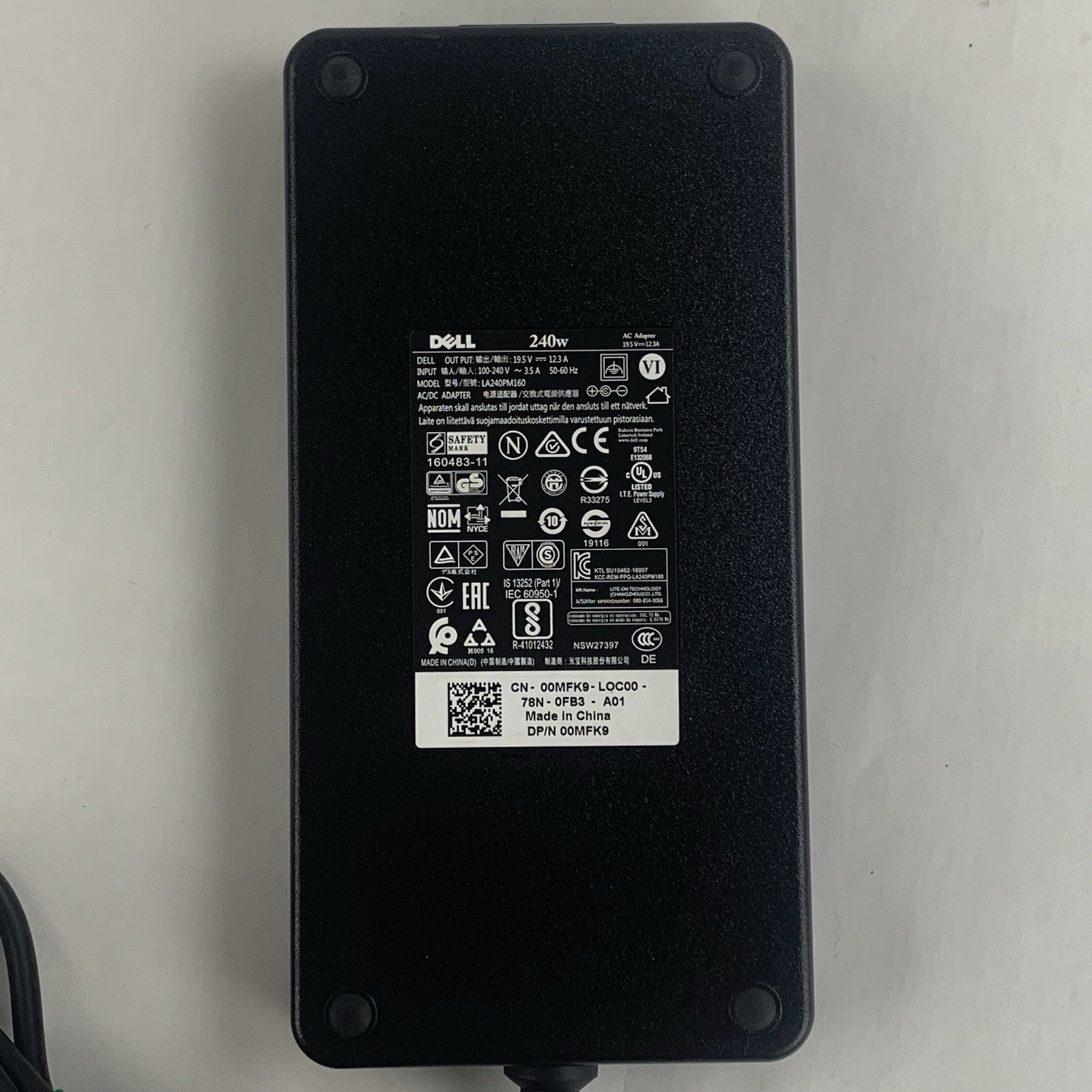 Dell 240W LA240PM160 19.5V AC Adapter 00MFK9 Genuine No Power Cord Lot of 2x3