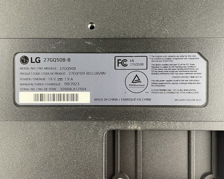 LG 27GQ50B 27 Inch Full HD Ultragear Gaming Monitor