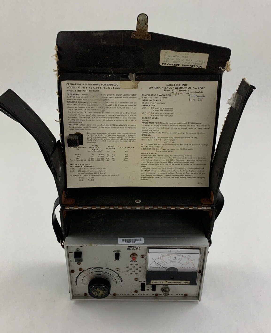Sadelco FS 733 B VHF Cable TV Signal Strength Tester Untested