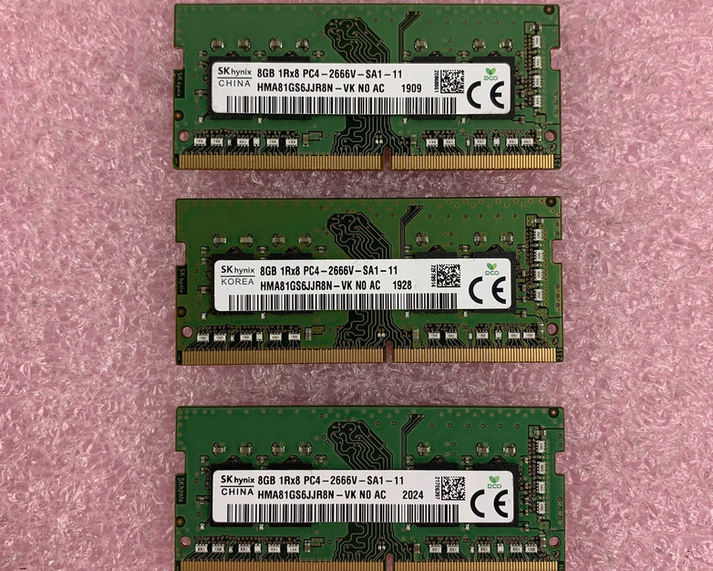 SK Hynix HMA81GS6JJR8N-VK N0 AC 8 GB DDR4 SODIMM Laptop Memory 2666HMz Lot  of 3