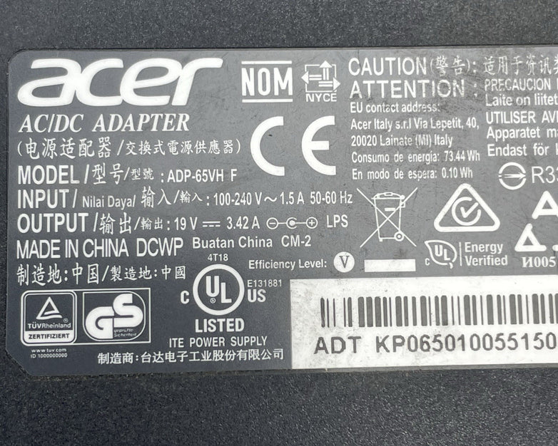 Acer AC/DC Adapter ITE Power Supply ADP-65VH F 19V DC 3.42A Lot of 4