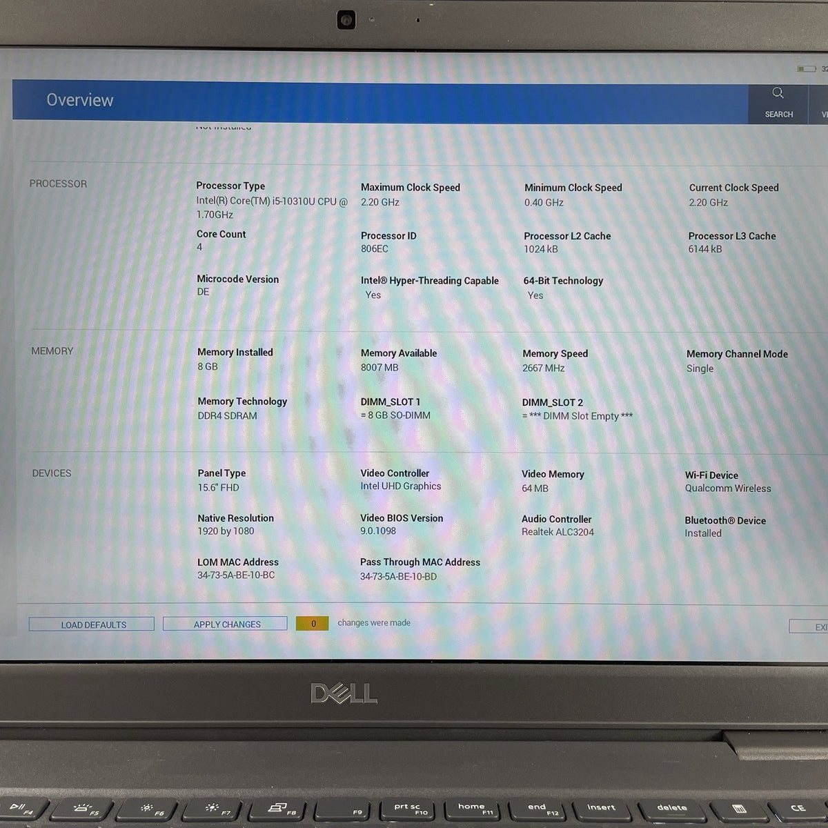Dell Latitude 3510 15.6" i5-10310U 2.20 GHz 8 GB RAM No SSD/OS/AC3