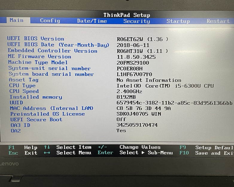 Lenovo ThinkPad T460 14" i5-6300U 2.40 GHz 8 GB RAM No HDD/OS - Bad Bottom