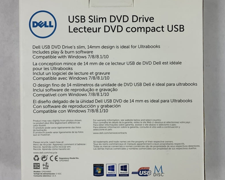 Dell DW316 USB Slim DVD Drive - Sealed
