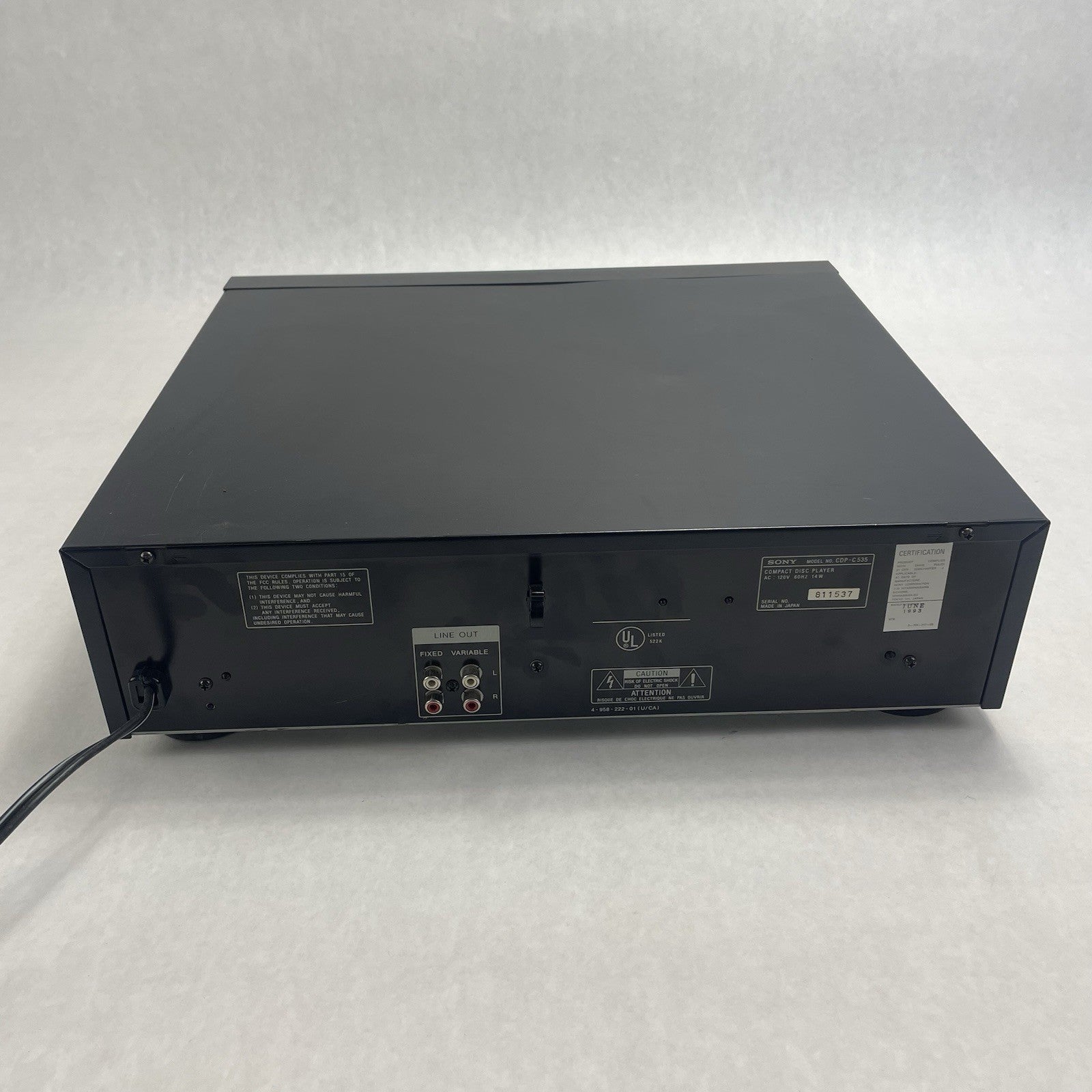 Sony CDP-C535 5-Disc Carousel CD Player No Remote Tested6