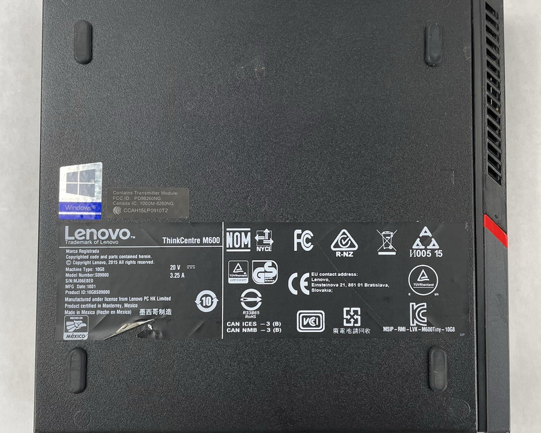 Lenovo ThinkCentre M600 Micro Pentium J3710 1.60 GHz 8 GB RAM No SSD/OS/AC