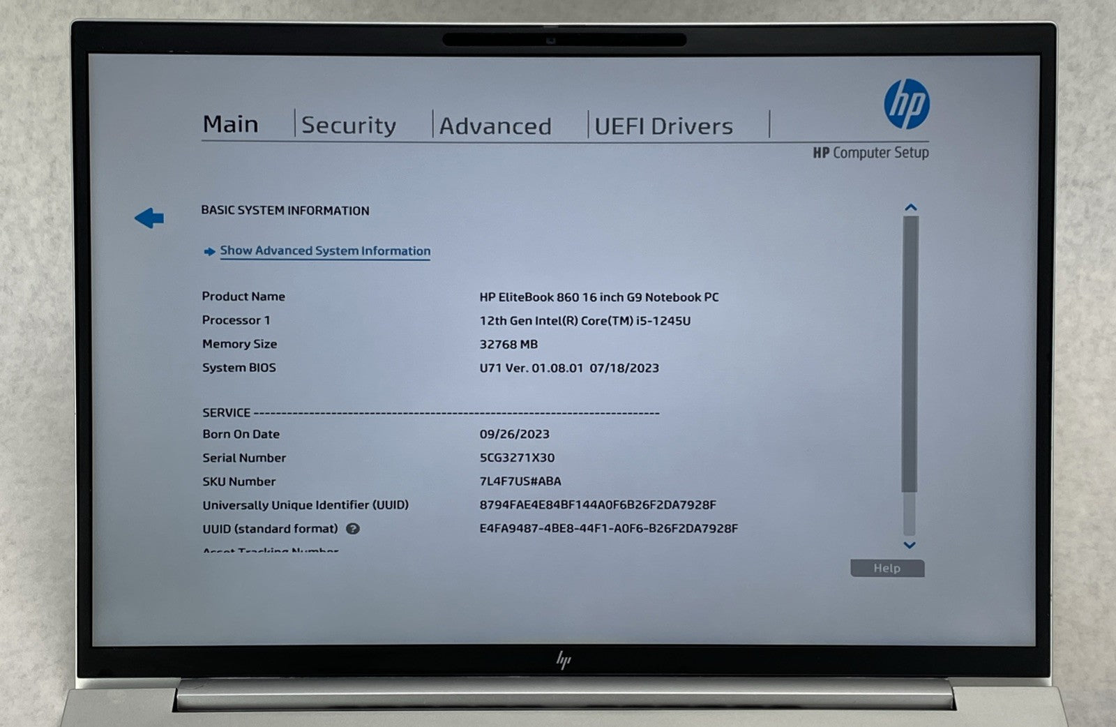 HP EliteBook 860 G9 16" Core i5-1245U 3.96 GHz 32GB RAM No SSD No OS